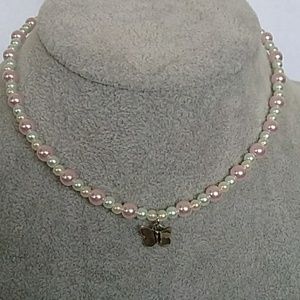 Girls beaded butterfly pastel necklace